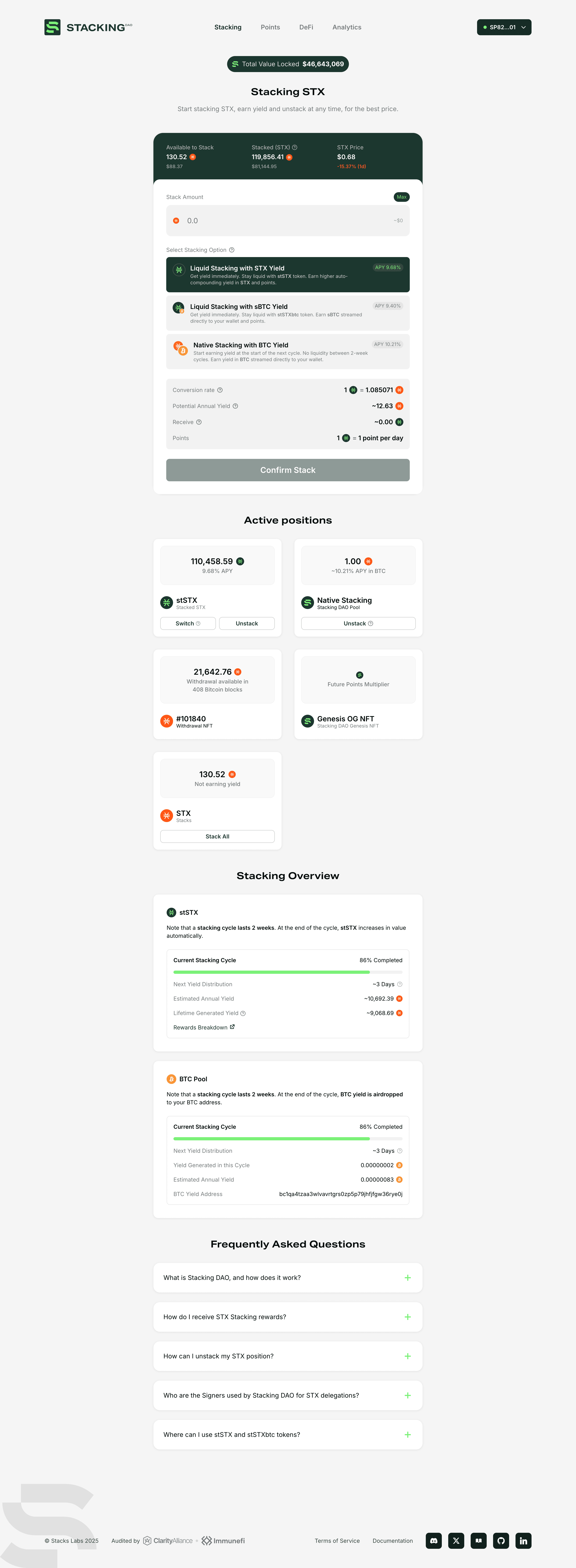 Stacking DAO screenshot 1